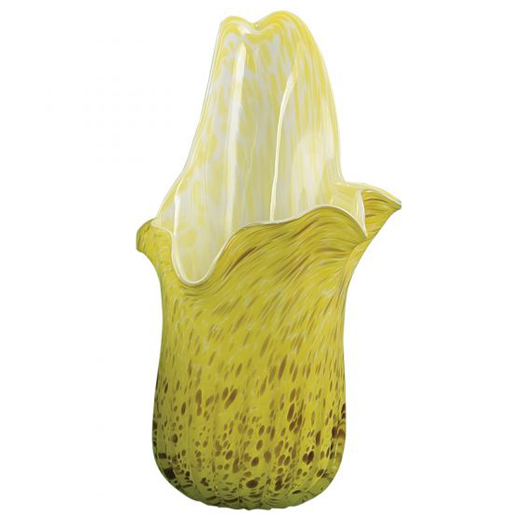 Dekoratif Desenli Sarı Cam Vazo